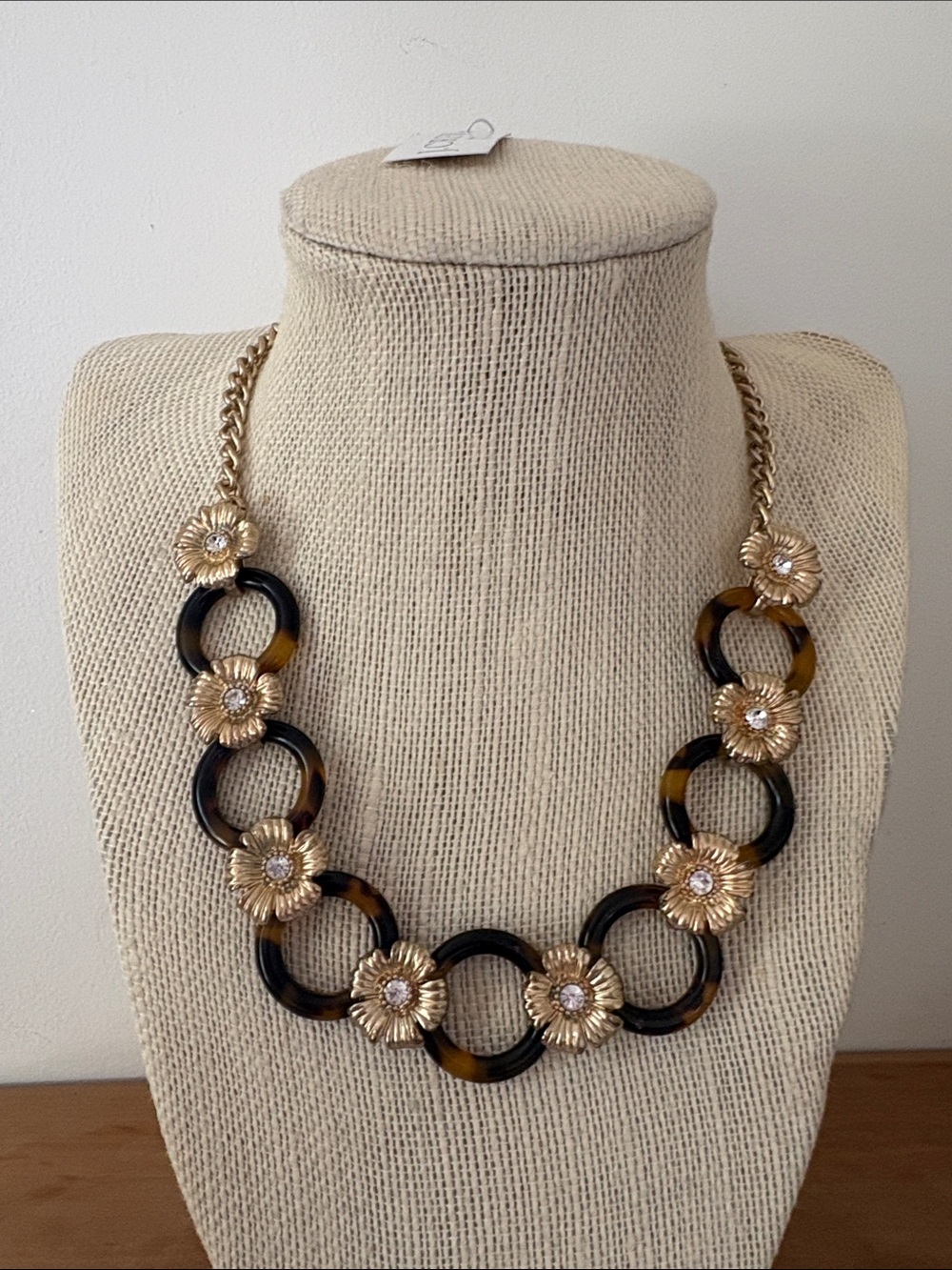 J Crew Gold Floral Tortoiseshell Link Necklace - Women Jewelry
